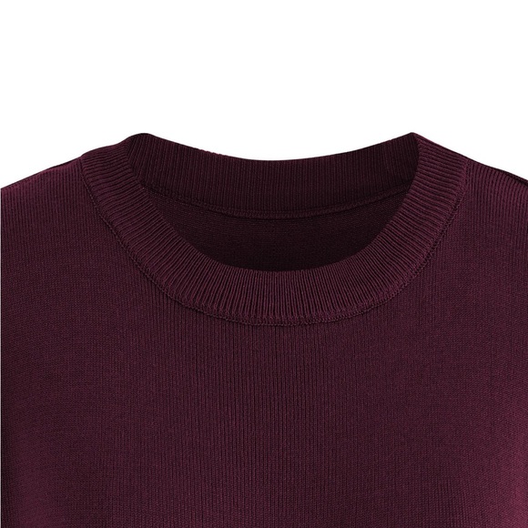 FLORAL CROCHET SLEEVE KNIT TOP IN BURGUNDY - Picture 4 of 6